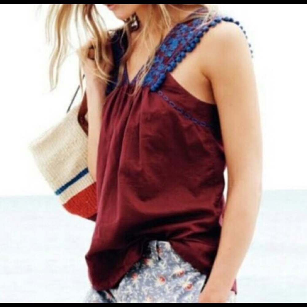 J. Crew Pompon Embroidered Tank
